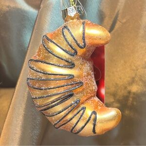 Ornament Gold Chocolate Covered
Croissant Christmas Holiday Blown Glass